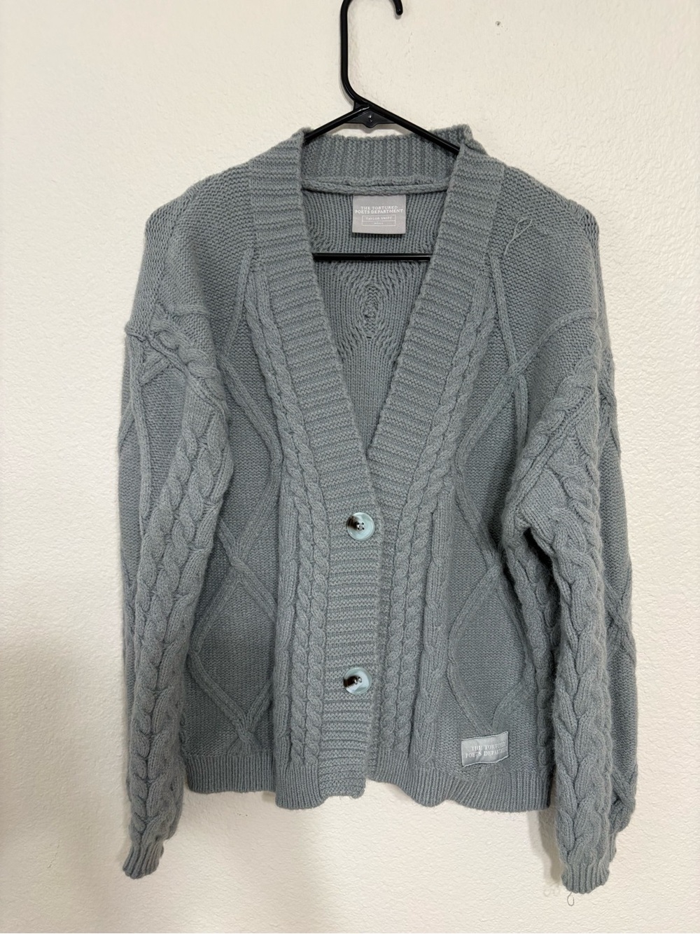 Taylor Swift “The Tortured Poets Department” Cardigan – Gray Cable Knit | M/L